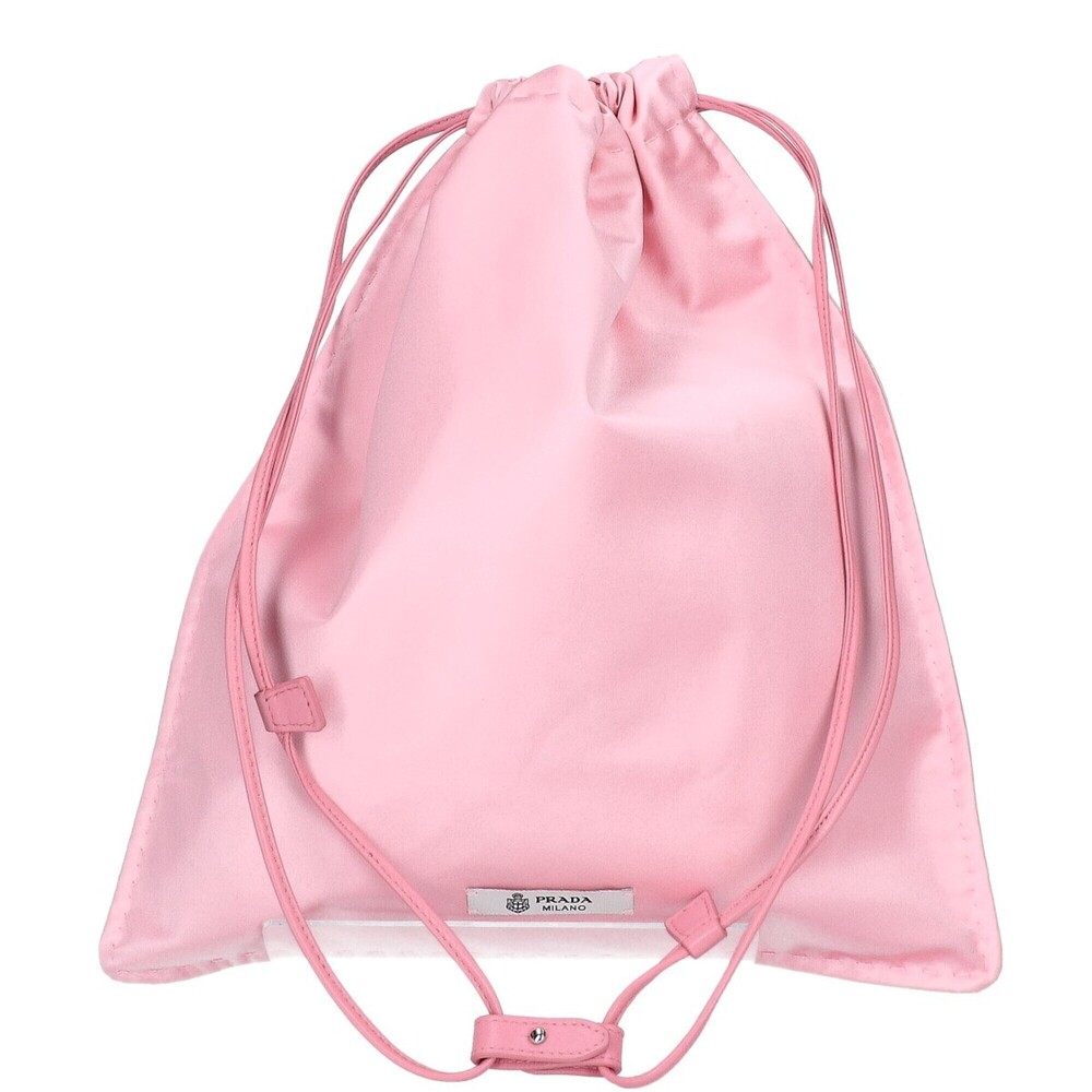 PRADA 1NK063_2G6B_F0442 Wish Silk Duchess Drawstring Pouch Handbag Petal Pink...